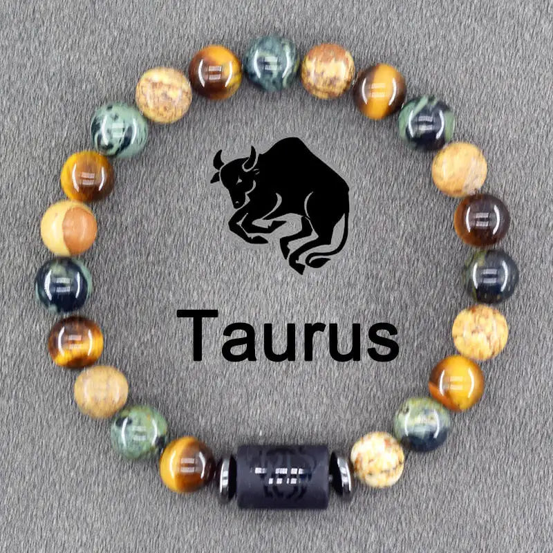 Twelve Constellations Bracelets Natural Stone Pendant Planet Birthday Gift - Lootquake