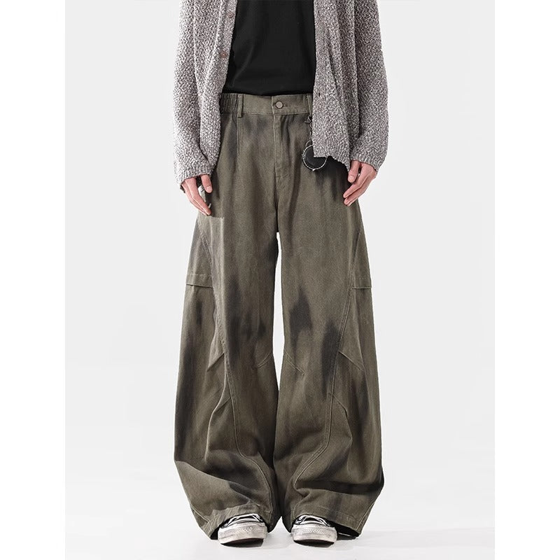 Loose Street Pleated Dirty Dyed Cargo Jeans - Lootquake