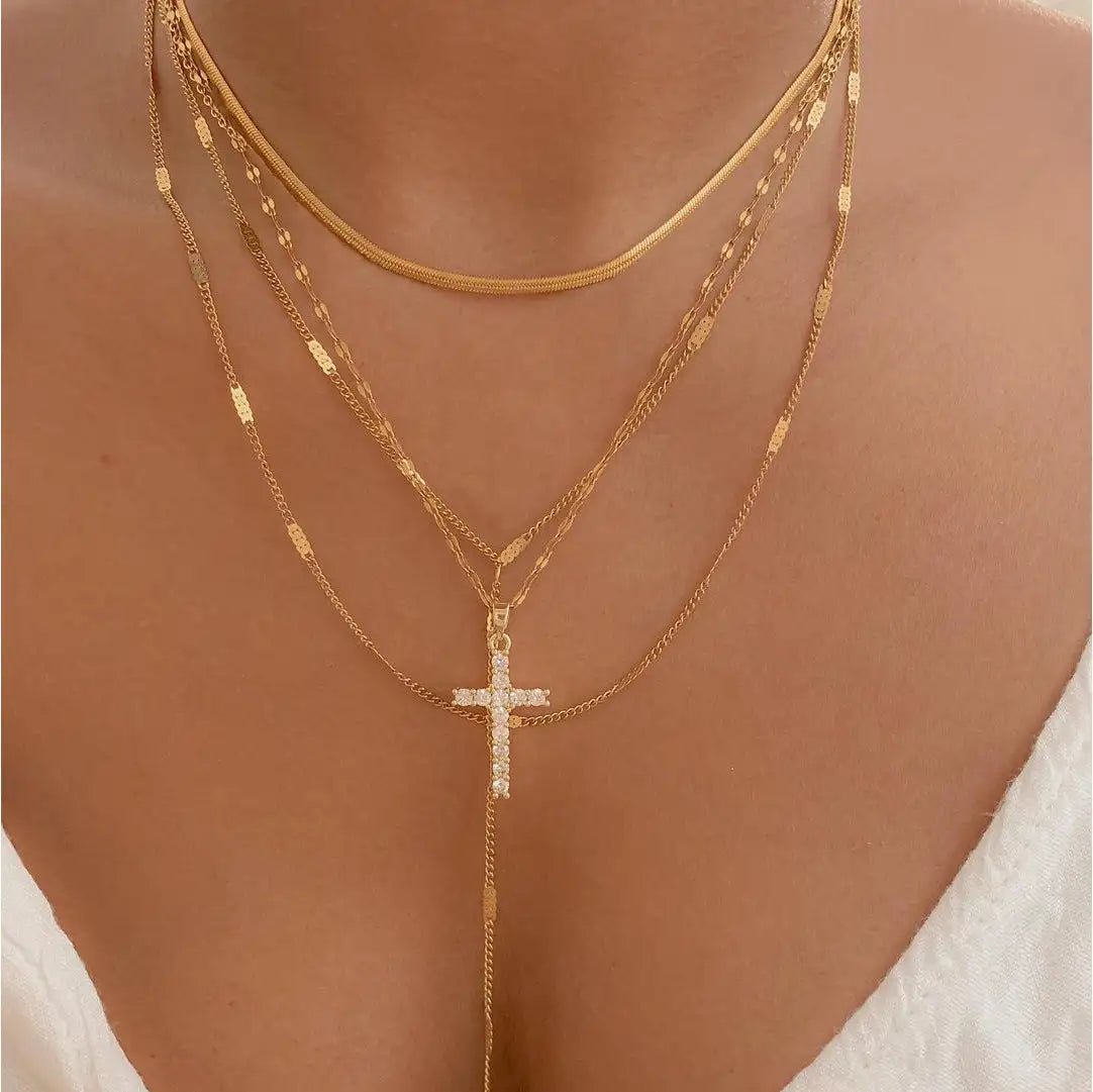 Fashion Special-interest Vintage Cross Pendant Clavicle Chain Multi-layer - Lootquake