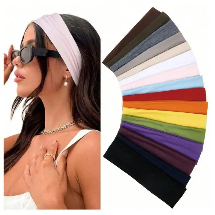 European And American Hot Solid Color Hair Band High Elastic Sports - Lootquake