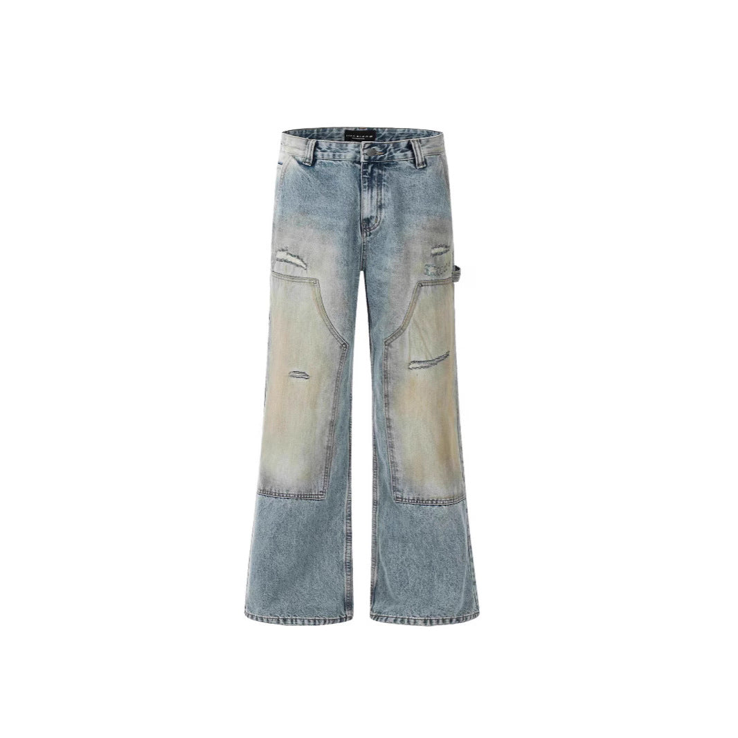 American Style Washed-out Vintage Straight Casual Loose Jeans - Lootquake