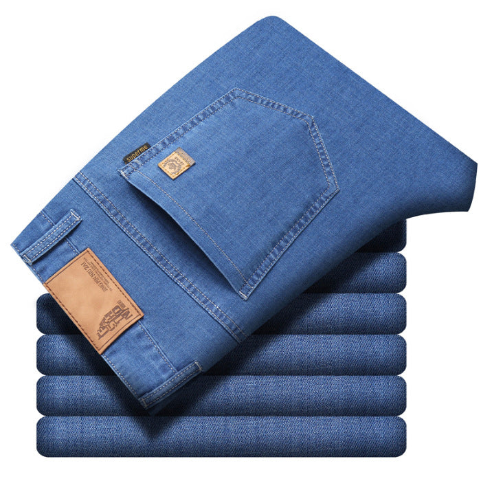 Summer Ultra-thin Tencel Men's Loose Straight Light Blue Thin And Comfortable Jeans - Lootquake