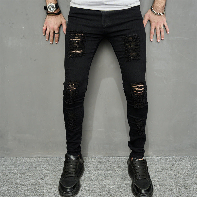Men's Leisure Ripped Denim Feet Personality Trendy Jeans - Lootquake