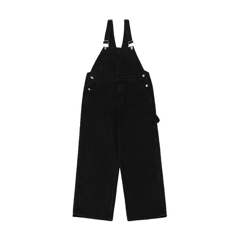 Men's Japanese-style Retro Casual Straight-leg Working Bib Top Pants - Lootquake