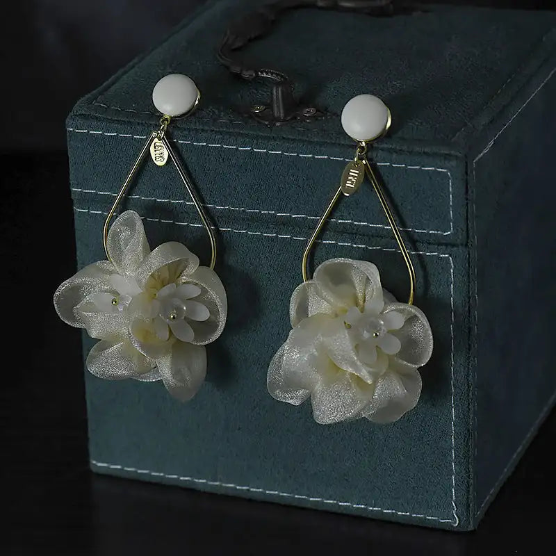 Fashion Flower Fabric Art Earrings Fairy - Lootquake