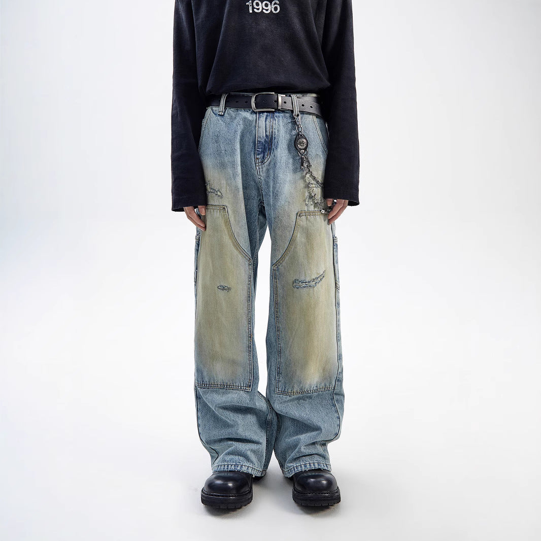 American Style Washed-out Vintage Straight Casual Loose Jeans - Lootquake