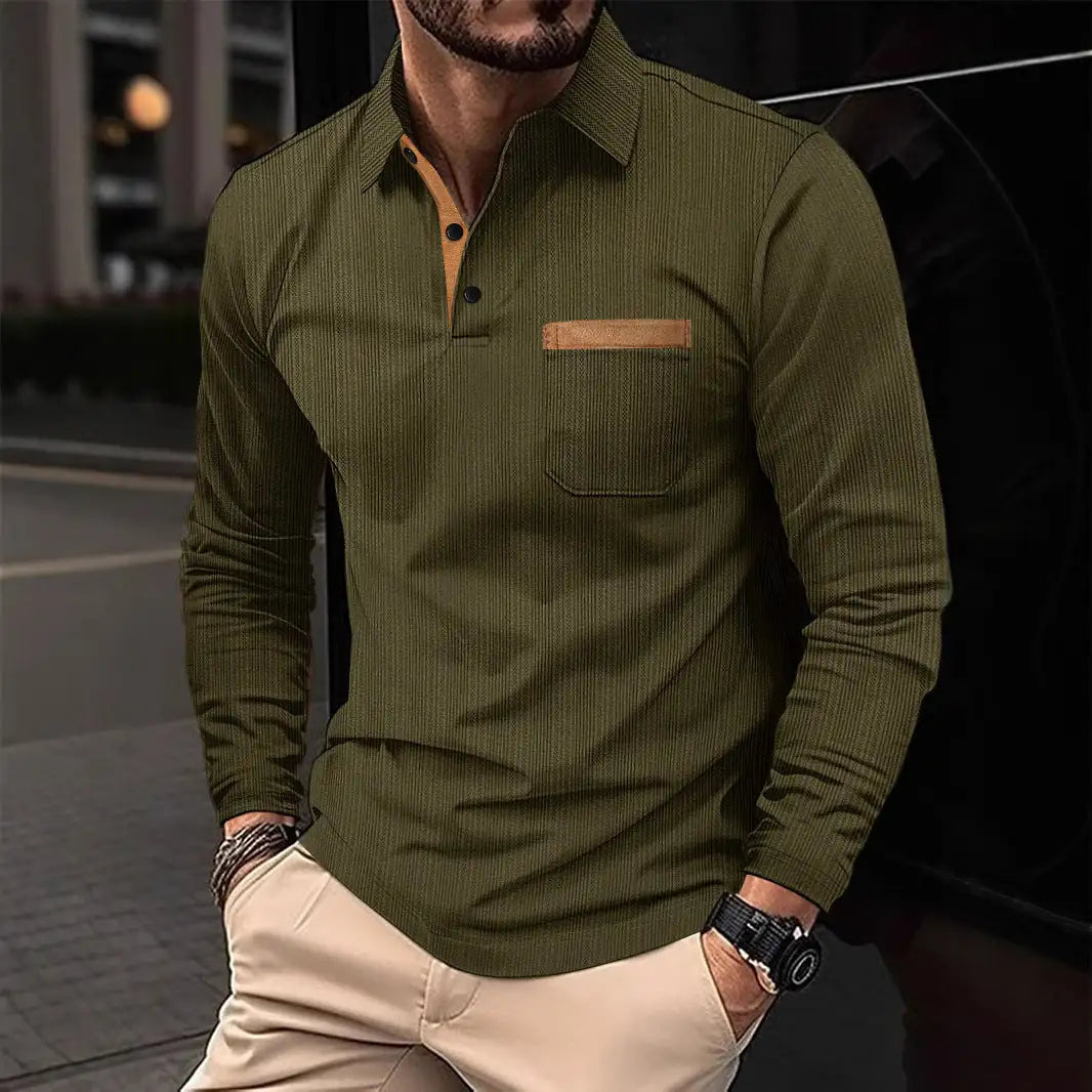 Sports Long Sleeve Lapel Men's Polo Shirt - Lootquake