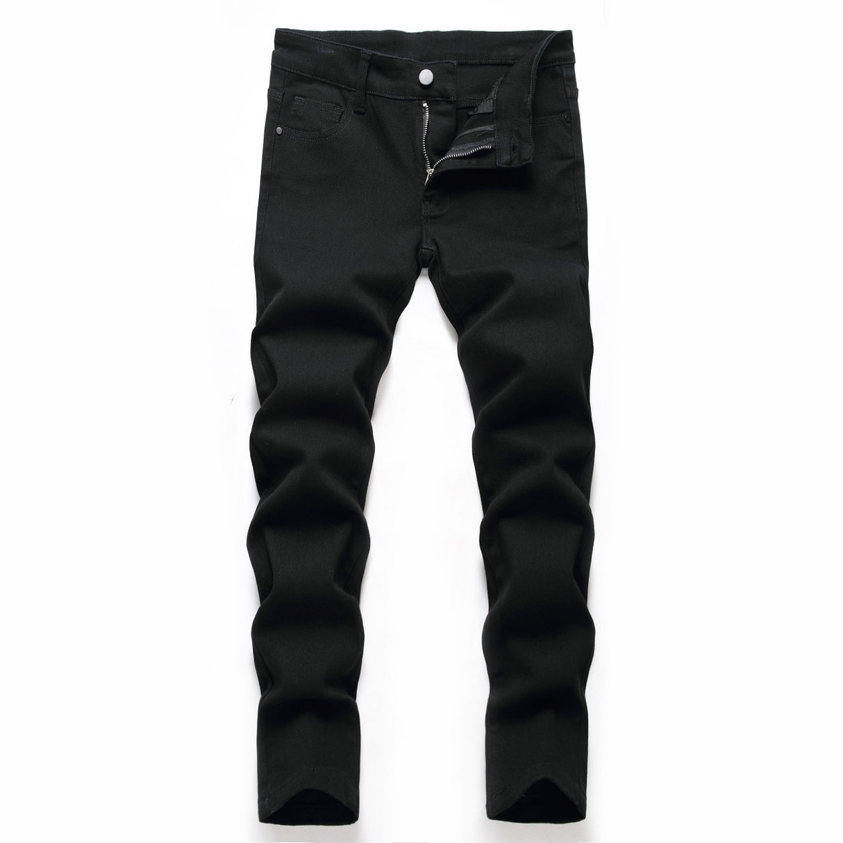 Men's Black Elastic Straight Jeans - Lootquake
