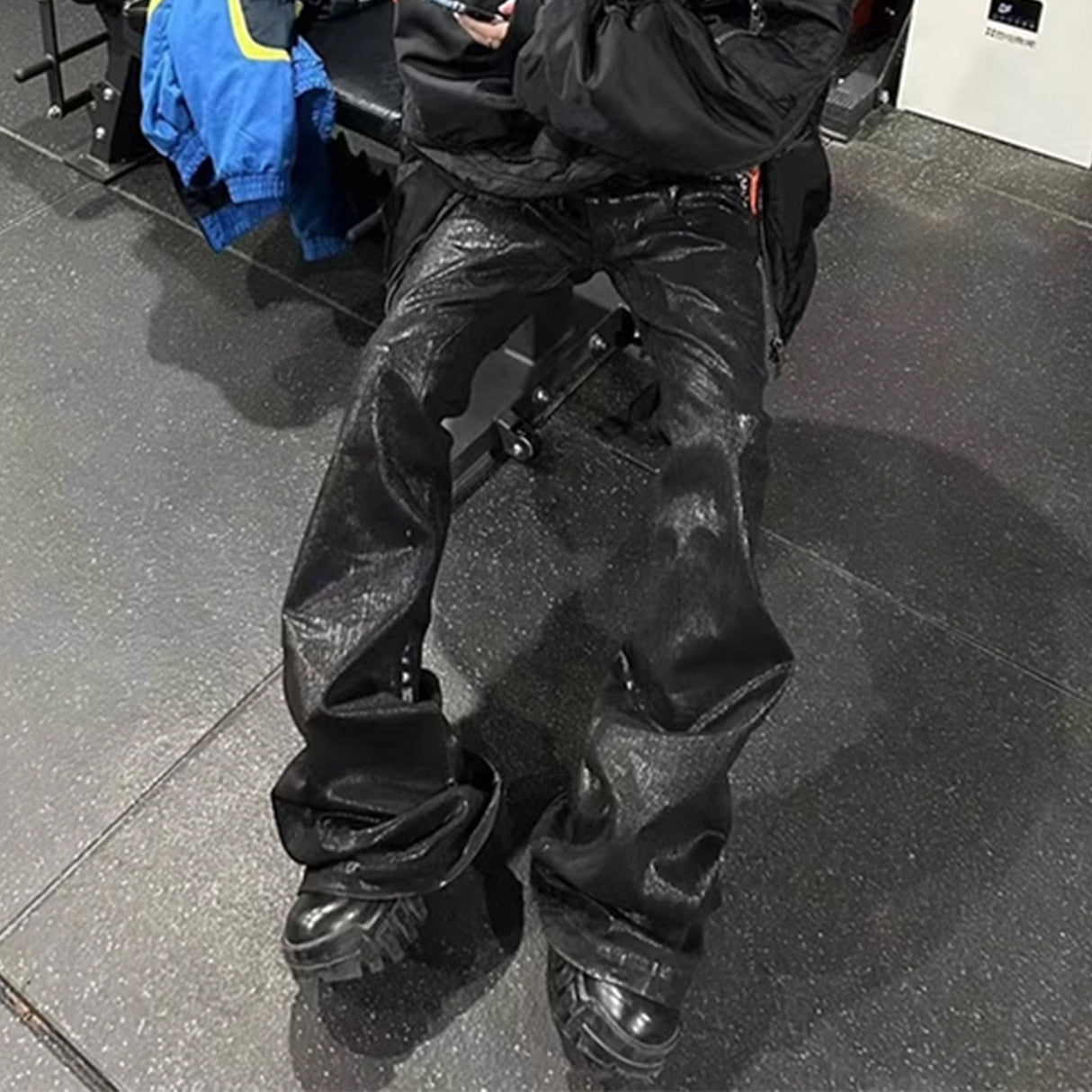 Men's Women's Coated Stretch Flared Jeans - Lootquake