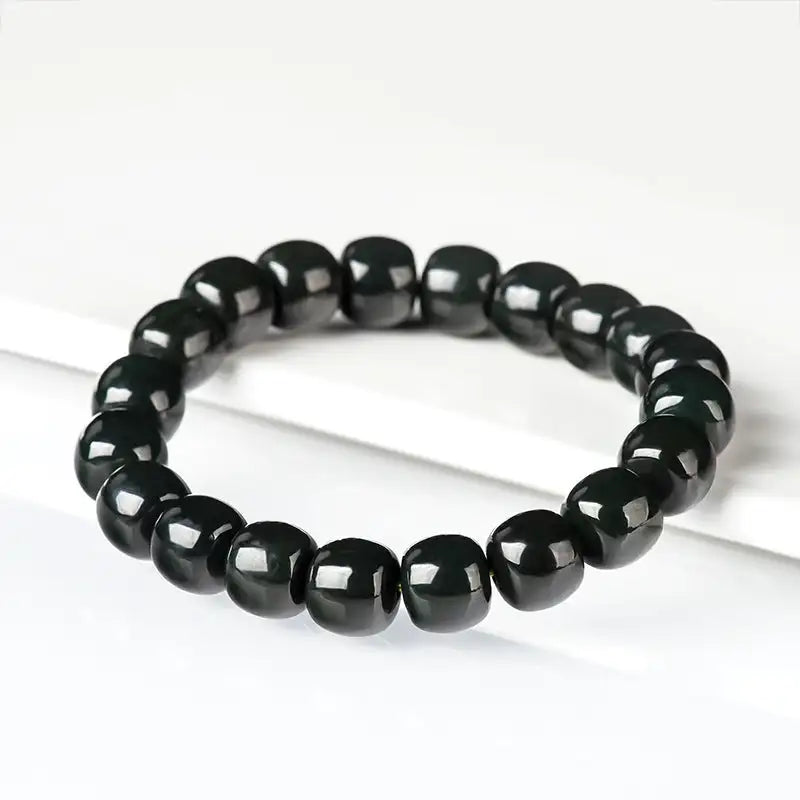 Women's Simple And Natural Hetian Dark Jade Bucket Bracelet - Lootquake