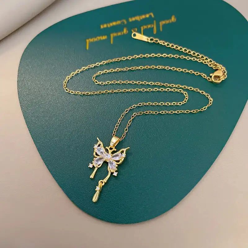 Titanium Steel Butterfly Drop Pendant Necklace Personality - Lootquake