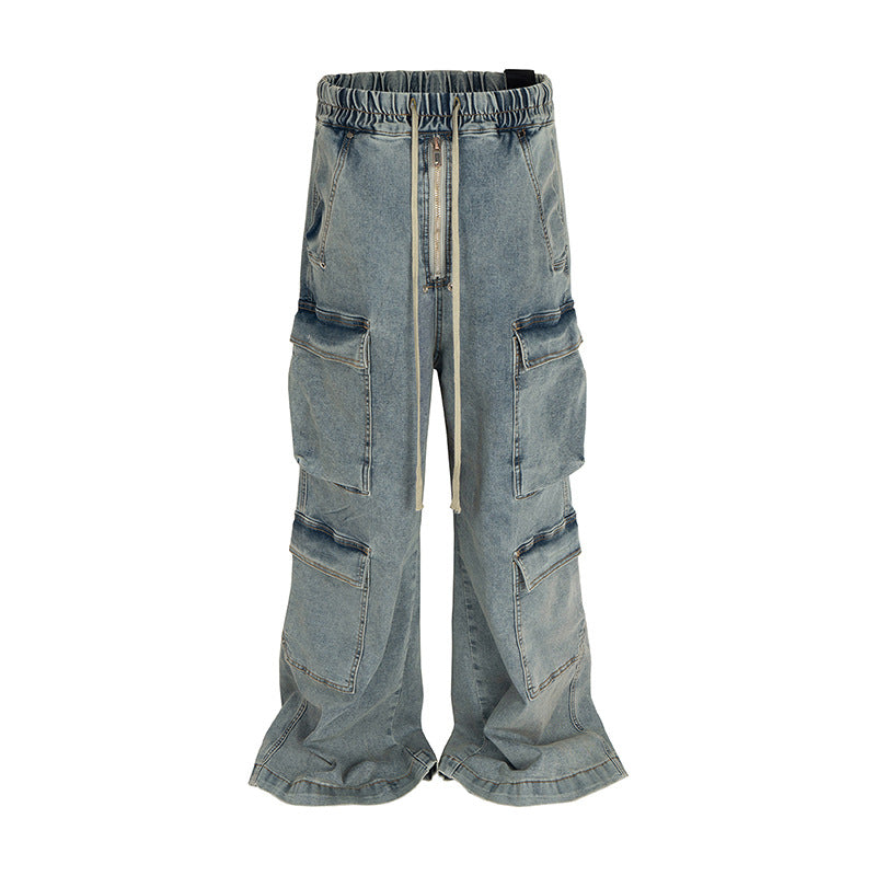 High Street RO Style Multi-pocket Workwear Mop Jeans - Lootquake