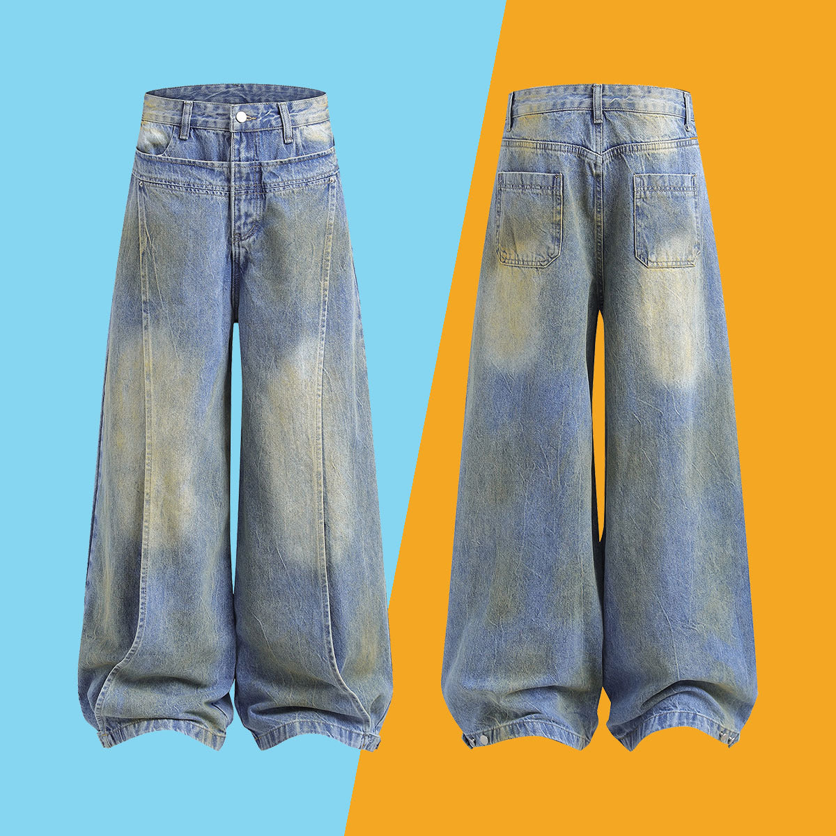 Fashion Brand Deconstruction Stitching Design Wide-leg Trousers - Lootquake