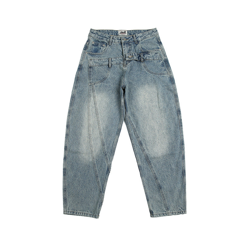 Double Waist Design Loose Leisure Workwear Trousers - Lootquake