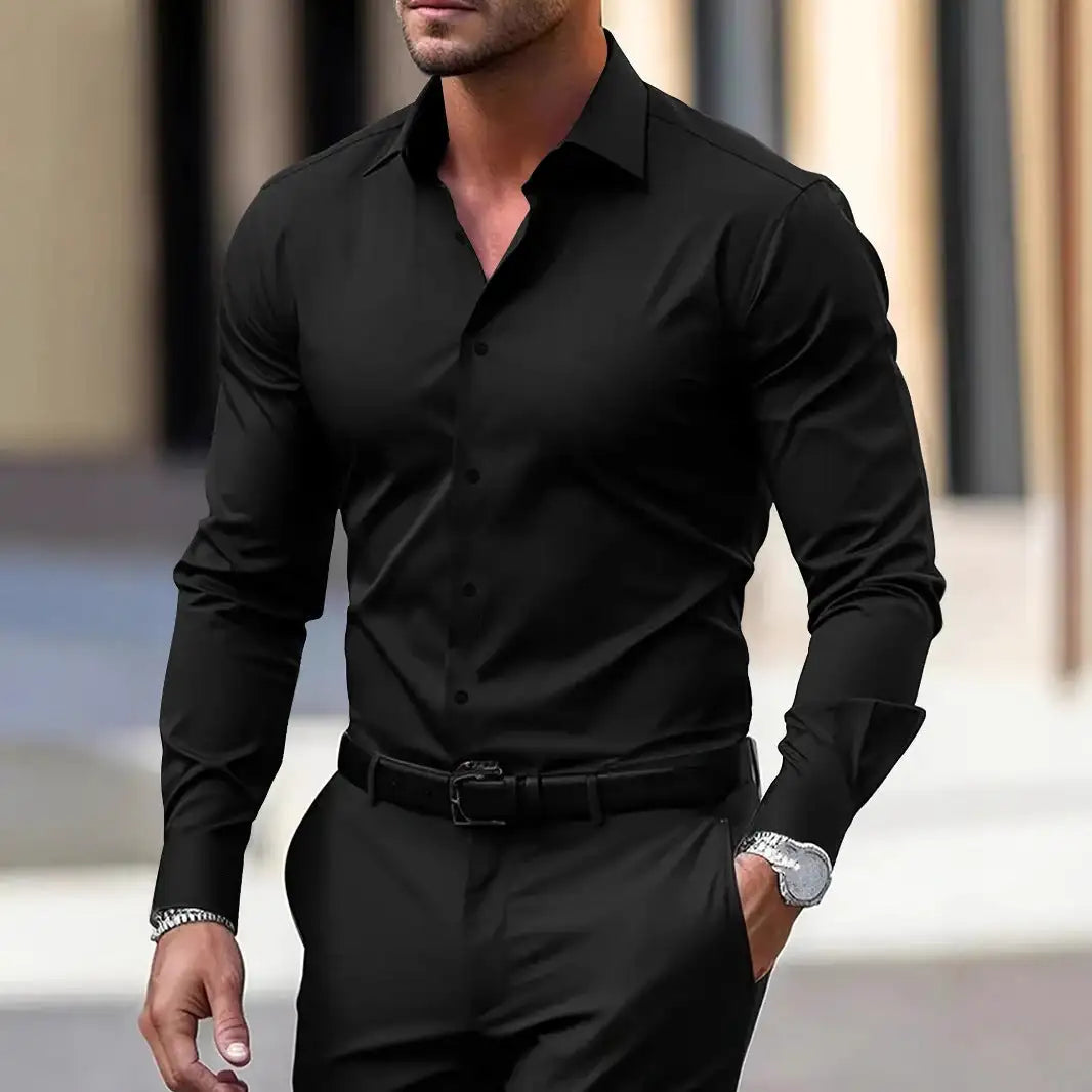 Men's Long Sleeve Business Formal Wear Slim Fit Shirt - Lootquake