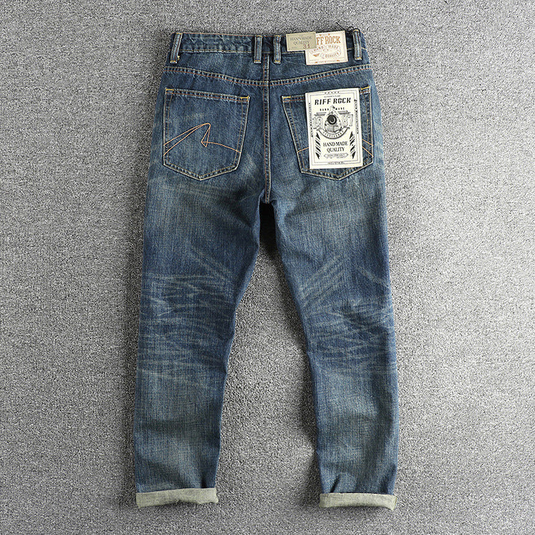 Men's Casual Retro Pocket Straight Jeans - Lootquake
