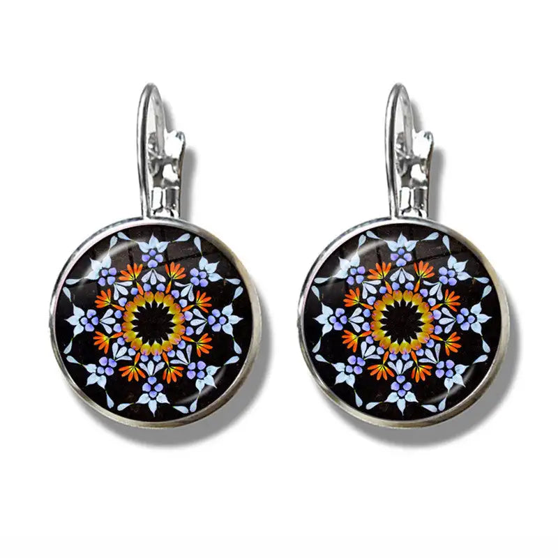 Mandala Art Picture Earrings Crystal Yoga Earrings - Lootquake