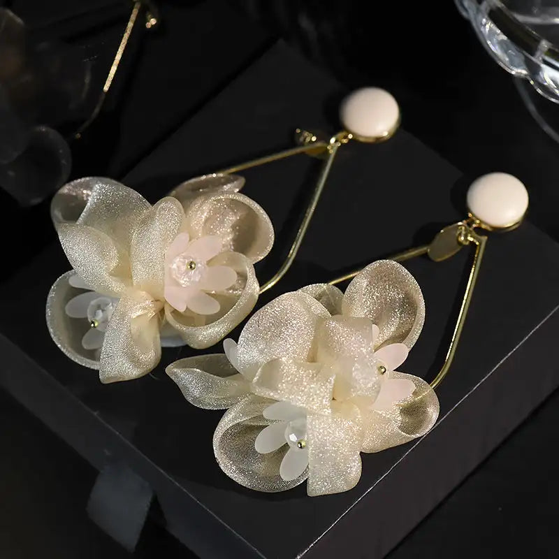 Fashion Flower Fabric Art Earrings Fairy - Lootquake