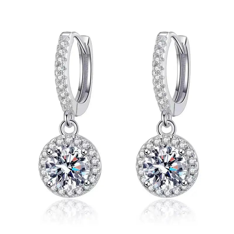 Diamond S925 Sterling Silver Round Bag Earrings - Lootquake