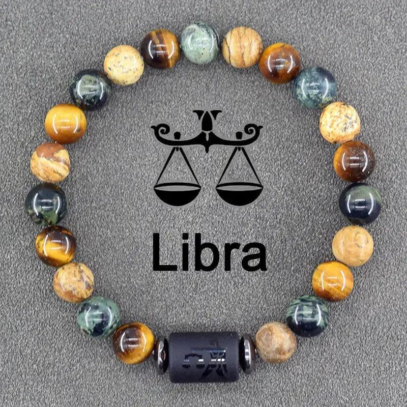 Twelve Constellations Bracelets Natural Stone Pendant Planet Birthday Gift - Lootquake