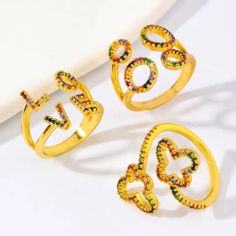 European And American Fashion And Fully-jewelled Hollow Butterfly Opening Ring Women - Lootquake