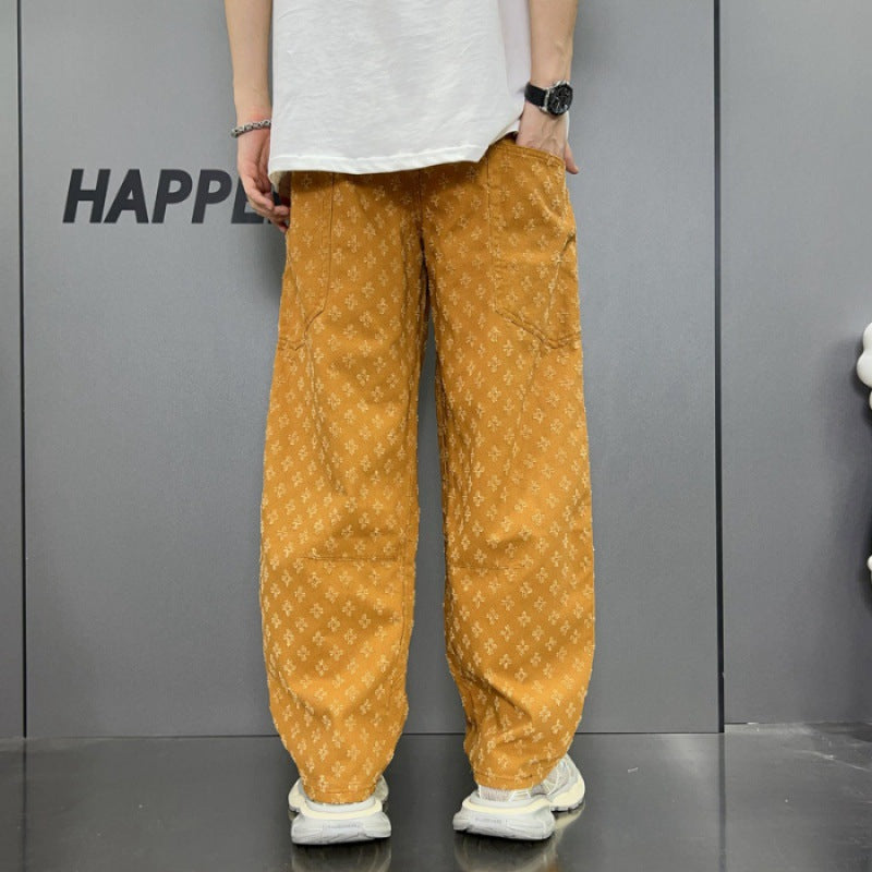 Loose Straight Washed Denim Large Pocket Pants Trendy - Lootquake