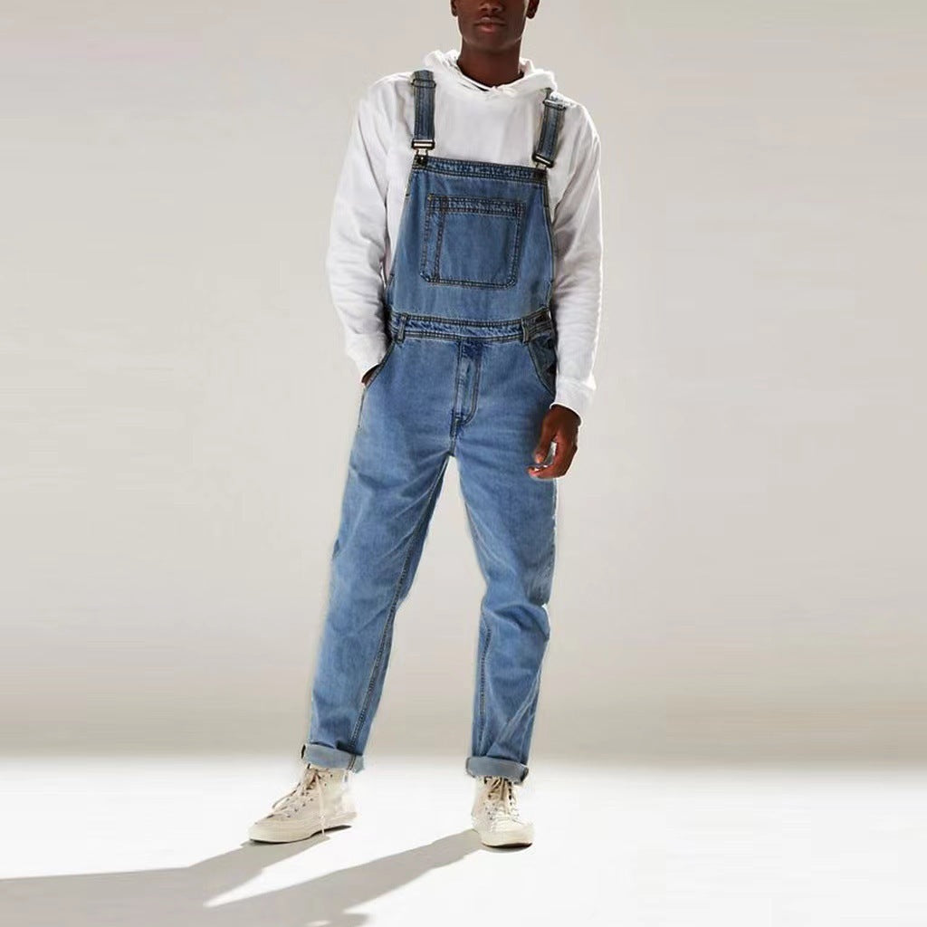 Suspender Pants Suspenders One-piece High Waist Men's Jeans - Lootquake