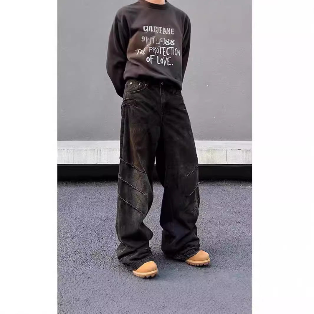 High Street Design Distressed And Dirty Waste-style Jeans For Men - Lootquake