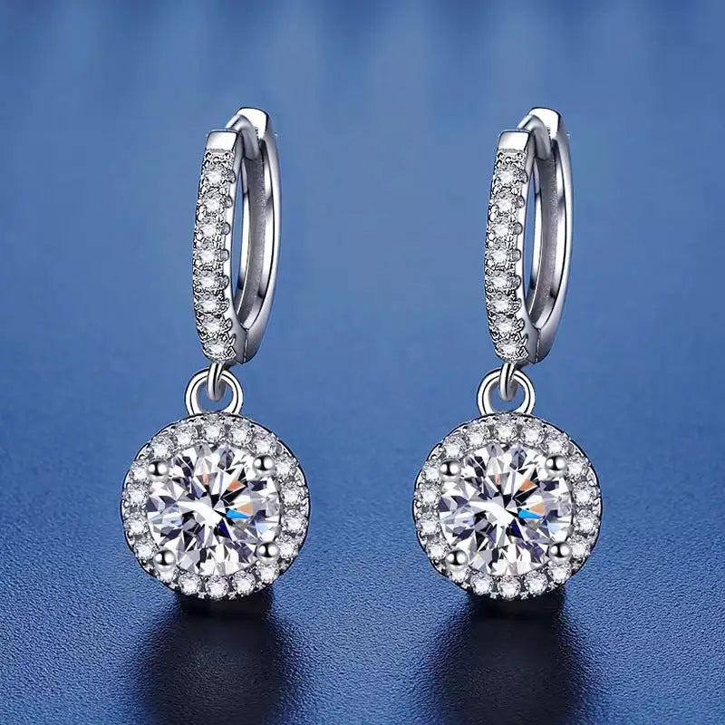 Diamond S925 Sterling Silver Round Bag Earrings - Lootquake