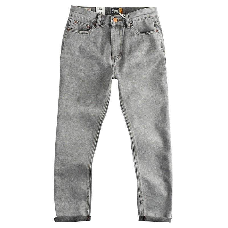 Retro Washed Distressed Cement Gray Jeans For Men - Lootquake