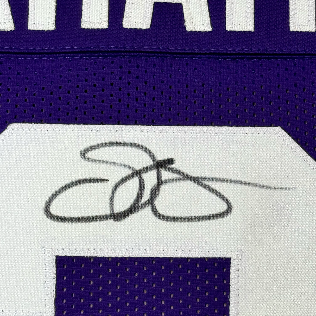 Framed Autographed/Signed Odell Beckham Jr. 35x39 LSU Purple College Football Jersey JSA COA