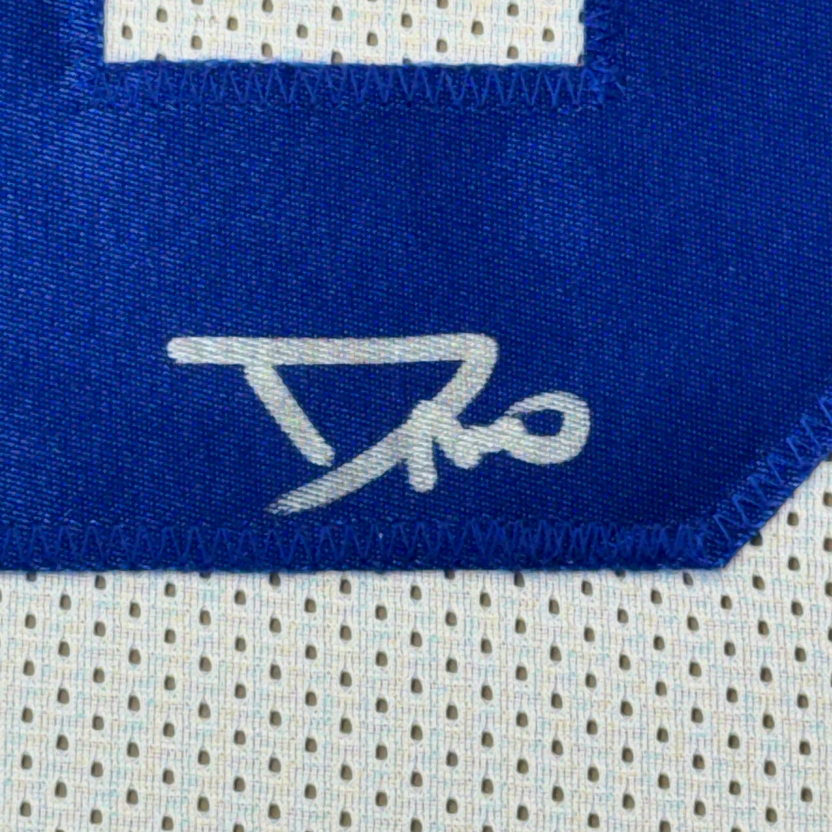 Framed Autographed/Signed DeMarvion Overshown 35x39 Dallas White Football Jersey JSA COA