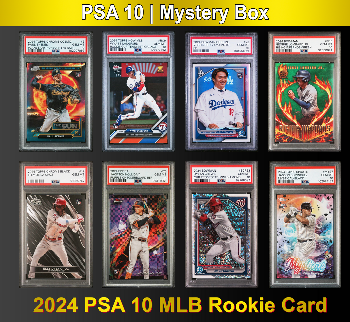 PSA 10 Graded 2024 MLB Baseball Rookie Card Mystery Box (Skenes, Elly, Holiday & More!)