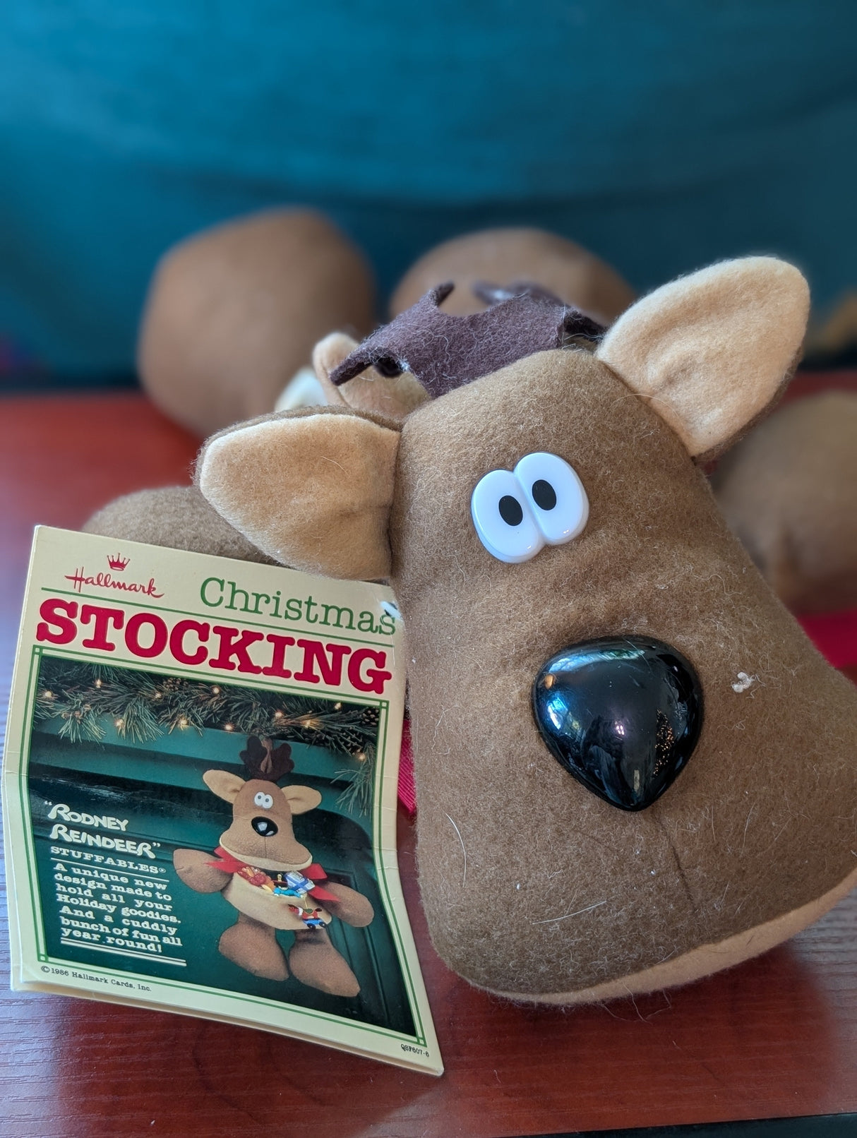 Vintage Large Hallmark Rodney Reindeer Stuffed Animal Xmas Toy Excellent 1980's