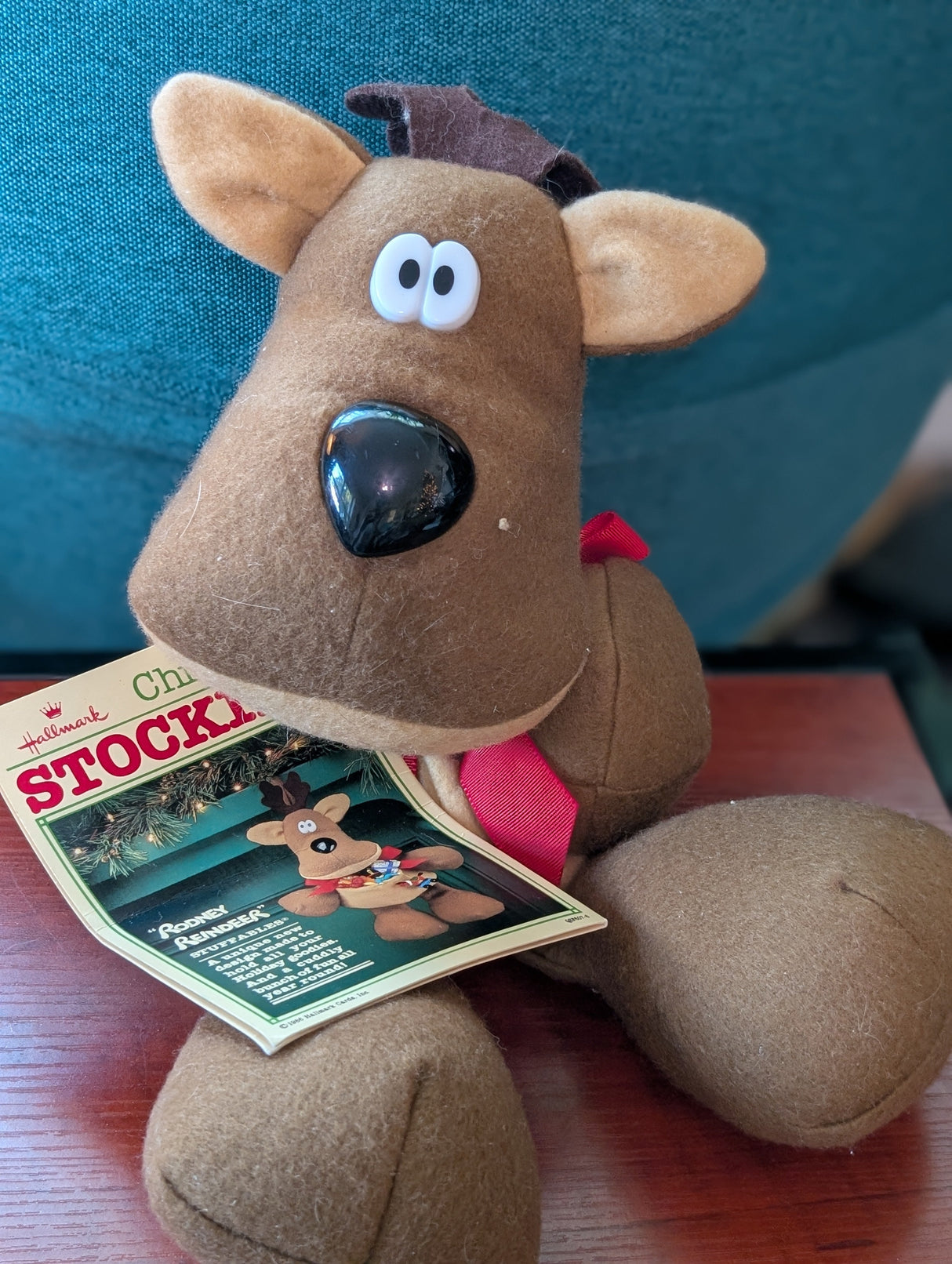 Vintage Large Hallmark Rodney Reindeer Stuffed Animal Xmas Toy Excellent 1980's