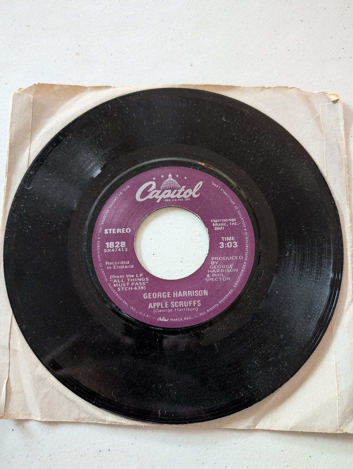 George Harrison – What Is Life-Apple Scruffs (7 pulgadas, 45 RPM, sencillo, álbum de vinilo)