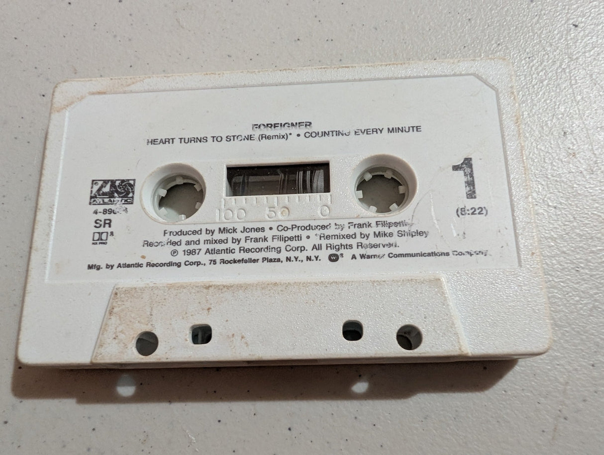 Foreigner Heart Turns to Stone (Remix) y Counting Every Minute 1987 Atlantic Recording Corp - solo casete