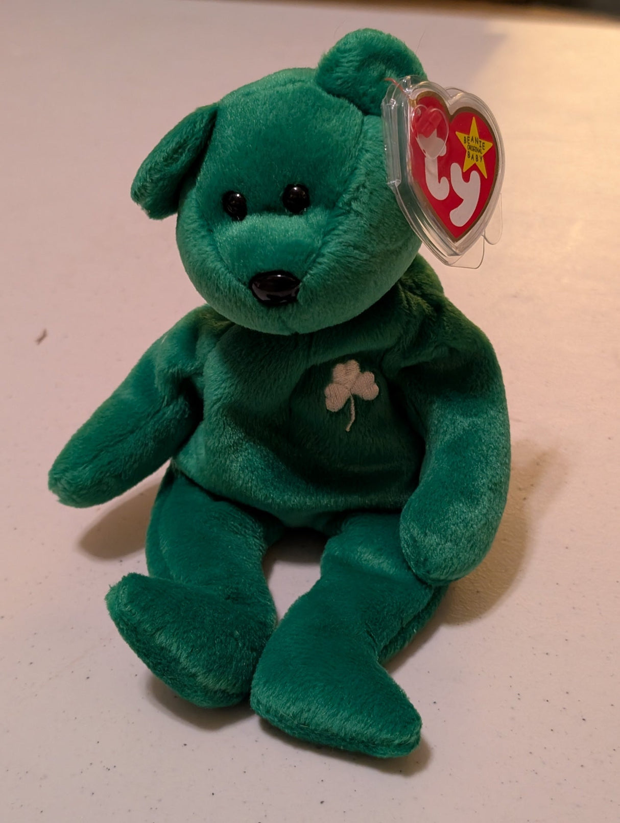Erin the Bear - Ty Beanie Baby (Green, 1997, Plush Toy, MWMT, Stuffed Animal, Vintage, Retired, Plushie)
