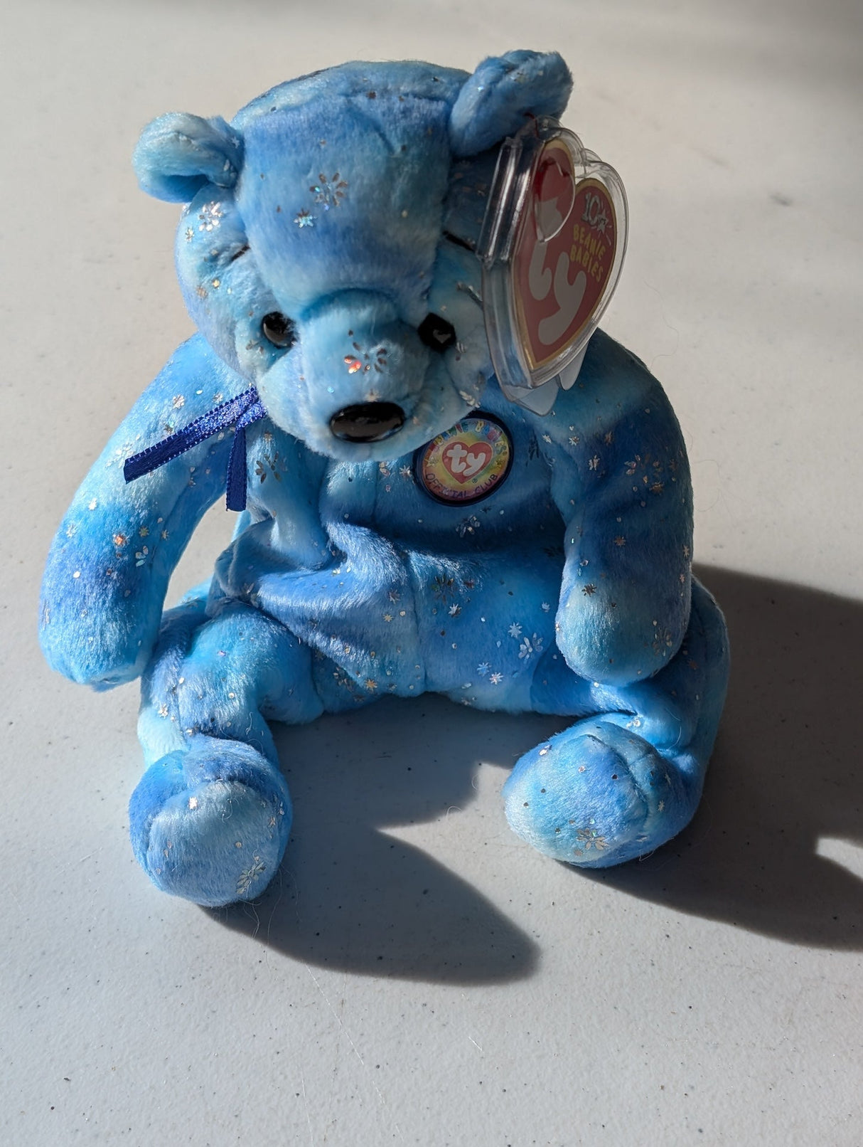 10th Anniversary Bear (Blue) the Bear - Ty Beanie Baby (Blue, 2003, Plushie, Toy, Stuffed Animal, MWMT, Vintage, Retired)