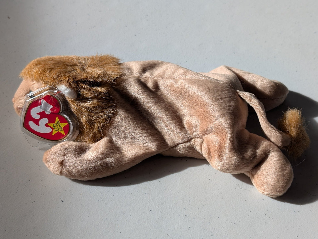 Roary the Lion - Ty Beanie Baby (Tan, 1996, Plushie, Toy, Stuffed Animal, MWMT, Vintage, Retired)