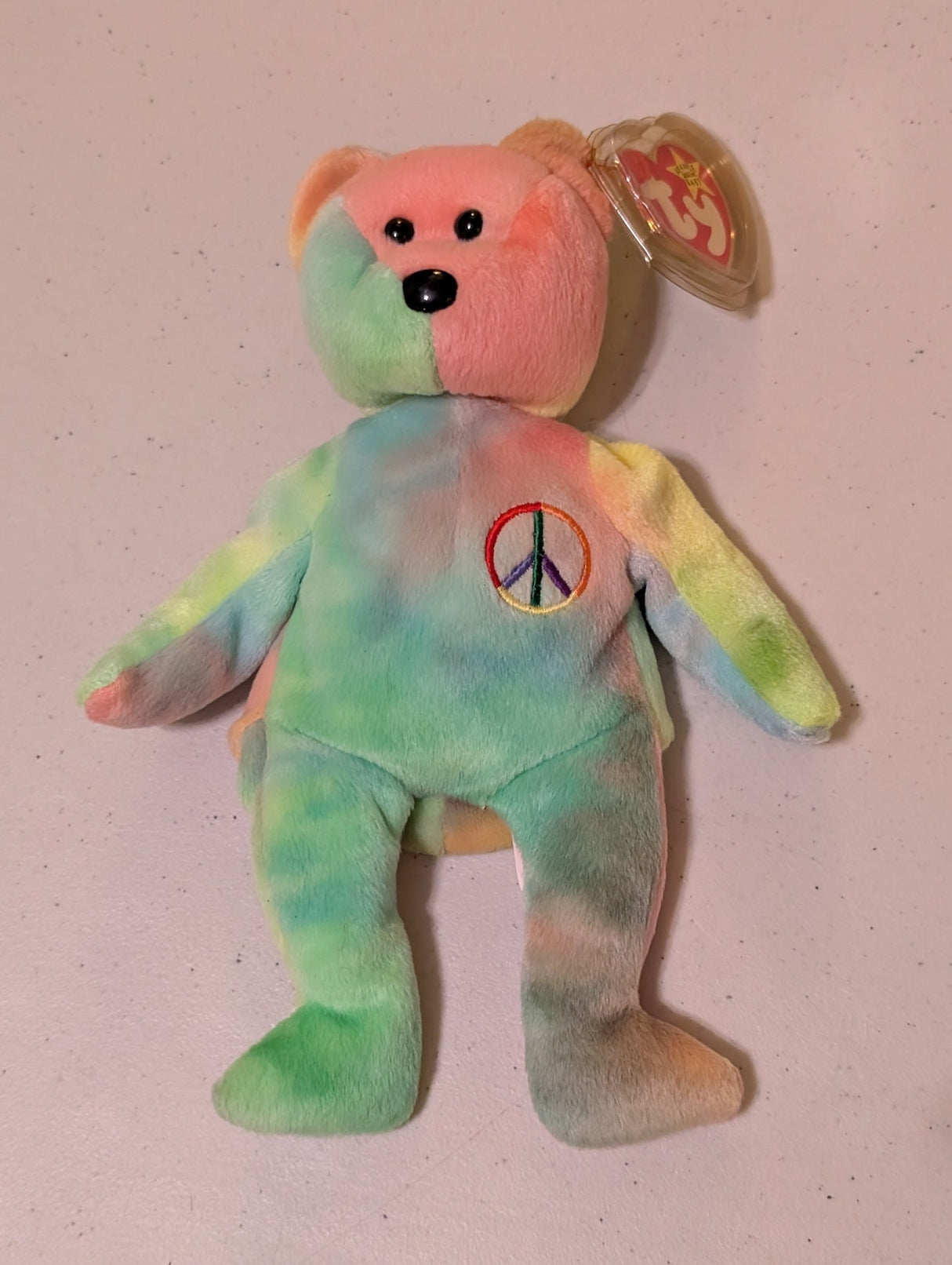 Peace the Bear - Ty Beanie Baby (Rainbow, 1996, MWMT, Plush, Toy, Stuffed Animal, Vintage, Retired)