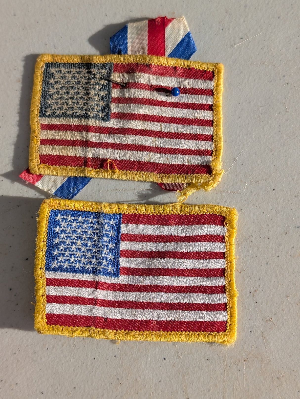 United States of America USA Reverse Flag Stars & Stripes Vintage Patch set of two