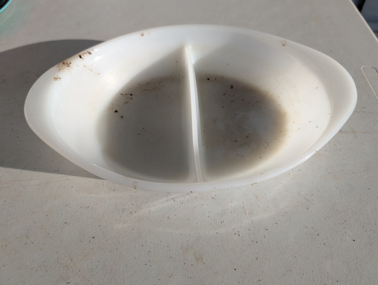 Glasbake Milk Glass vintage Divided Baking Dish