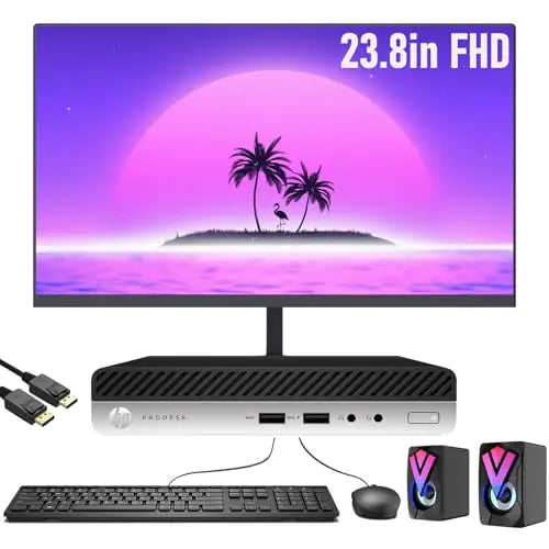 HP ProDesk 400 G4 Mini Gaming Desktop Computer with 23.8 FHD Monitor Gamer Desktop PC Core i5-8500T 16 GB RAM 512 GB SSD Keyboard and Mouse Speaker Windows 10 Pro (Renewed) - Lootquake