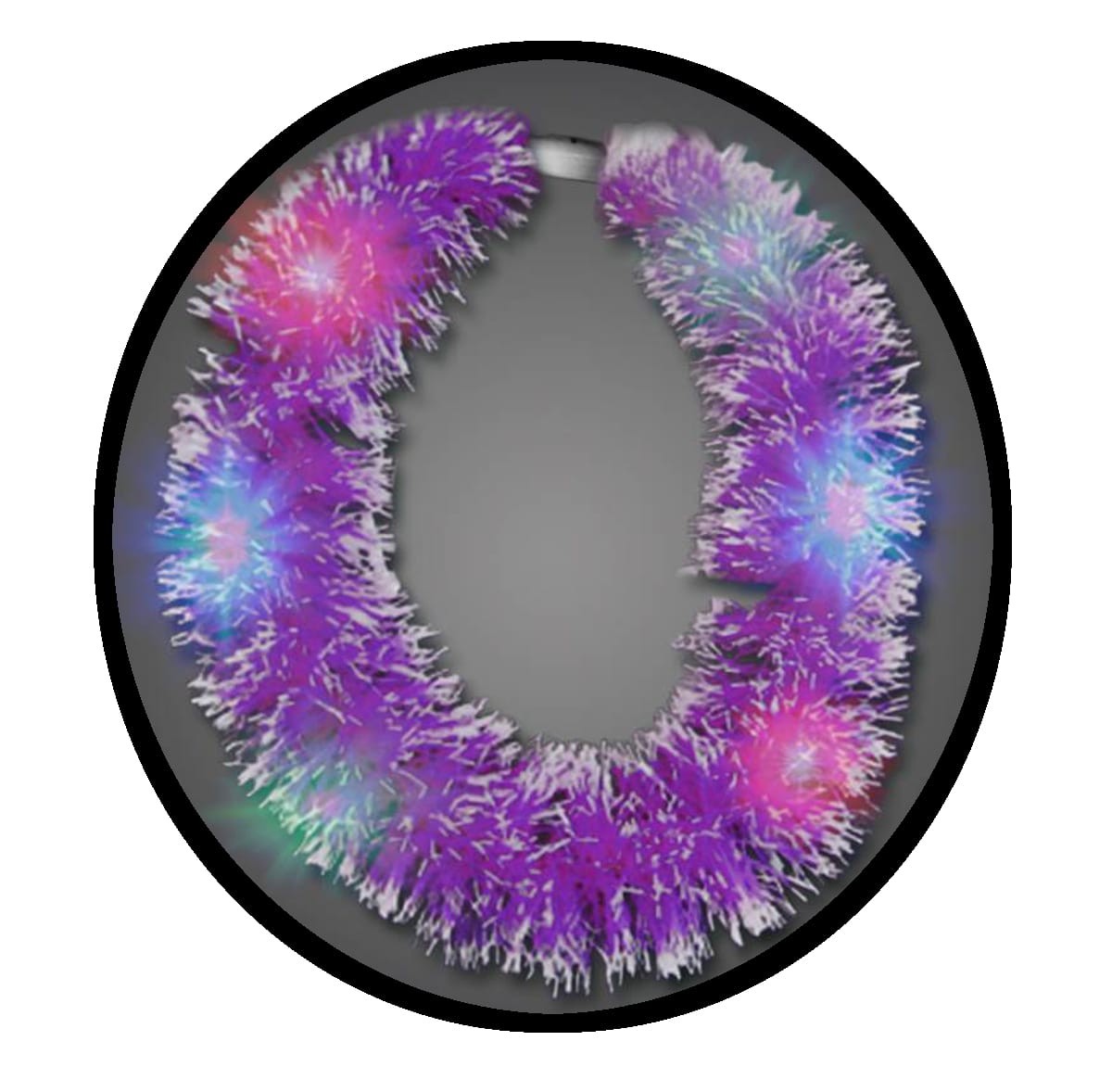 Purple Light Up Hawaiian Grass Lei With Multicolor LEDs-0