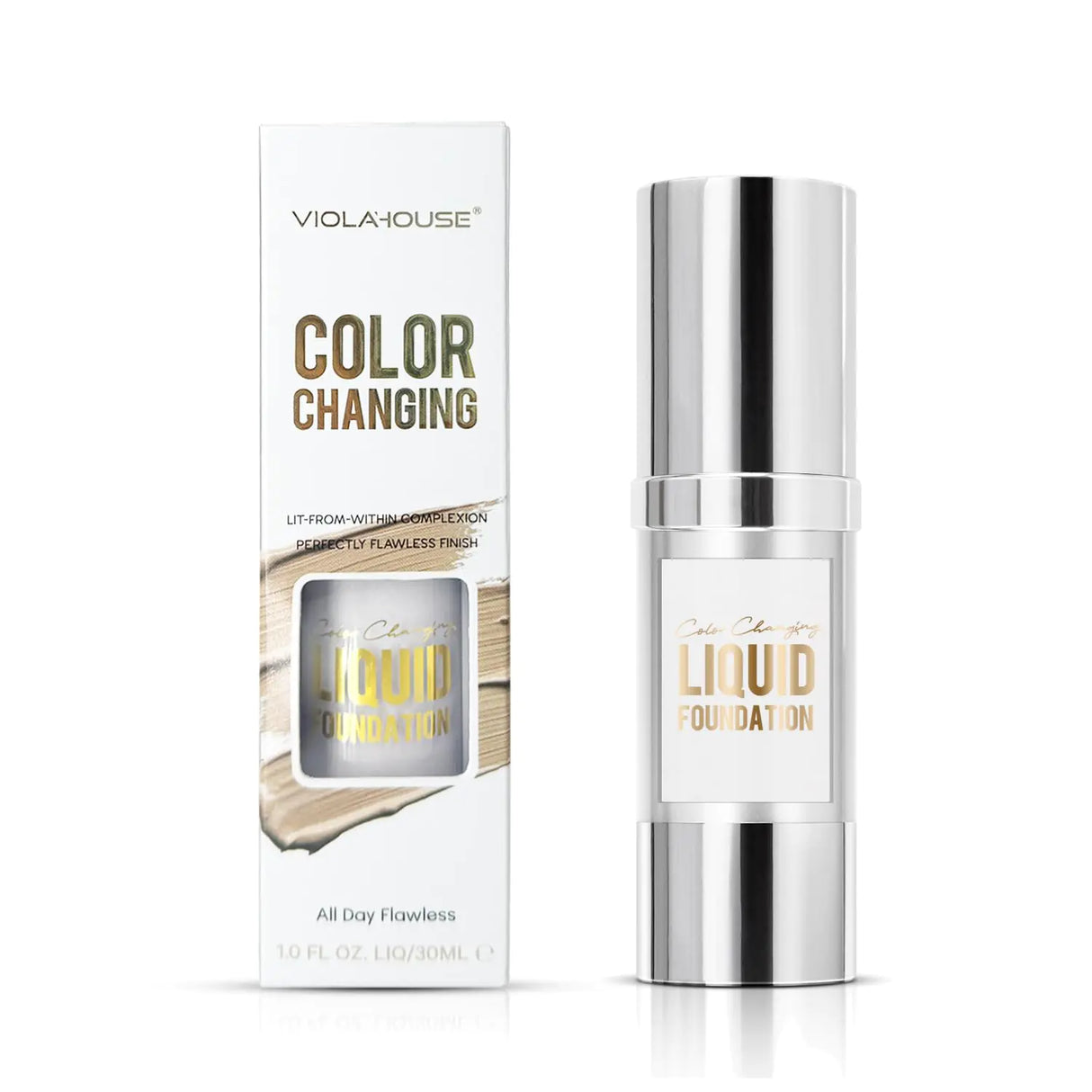 VIOLA HOUSE Color Changing Foundation Liquid Foundation Makeup For Face Color Changing Flawless Finish Foundation Lightweight Moisturizing Glow 1.0 Fl Oz (medium skin color 1.0 Fl Oz/30ML)