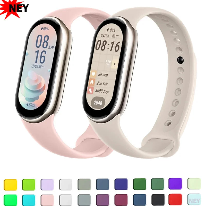 Bracelet de montre sport pour Xiaomi Mi Band 8-9 NFC, bracelet de rechange en silicone, étanche, accessoires