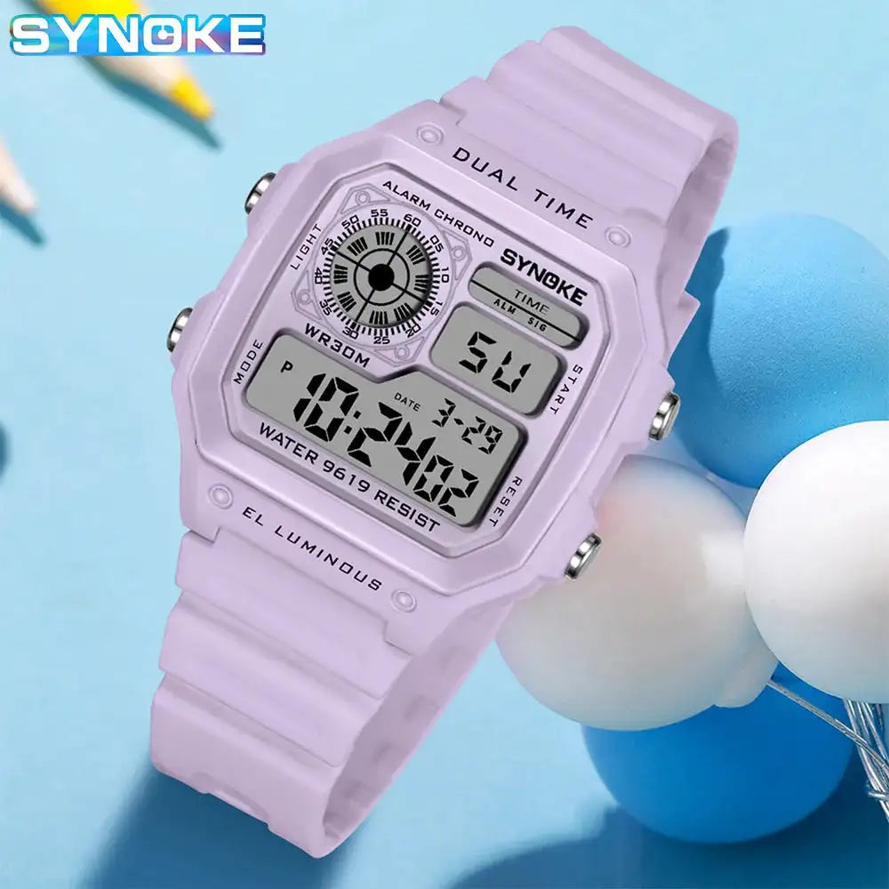 SYNOKE Digital Watches Lady Sports Luminous Multifunction Waterproof Chrono Wristwatch Outdoor Girls Fashion Student Watch New - Lootquake