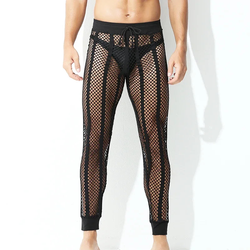 Men Mesh Shirt Transparent Long Sleeve Men Clothing Sexy Solid Party Nightclub Hooded Tops - Lootquake