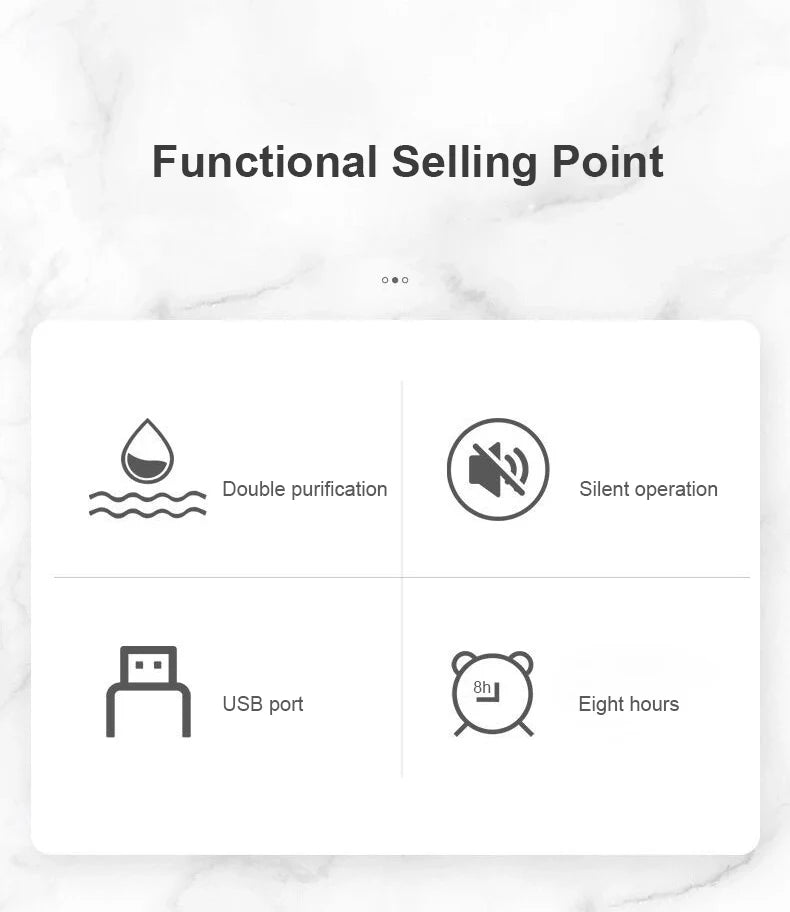 Humidificateur d'air à lampe LED, diffuseur d'huiles essentielles USB, purificateur de voiture, brumisateur d'arômes anioniques avec lumière romantique, humidificateur portable